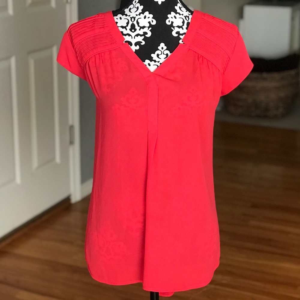 Pleated Cap Sleeve Blouse